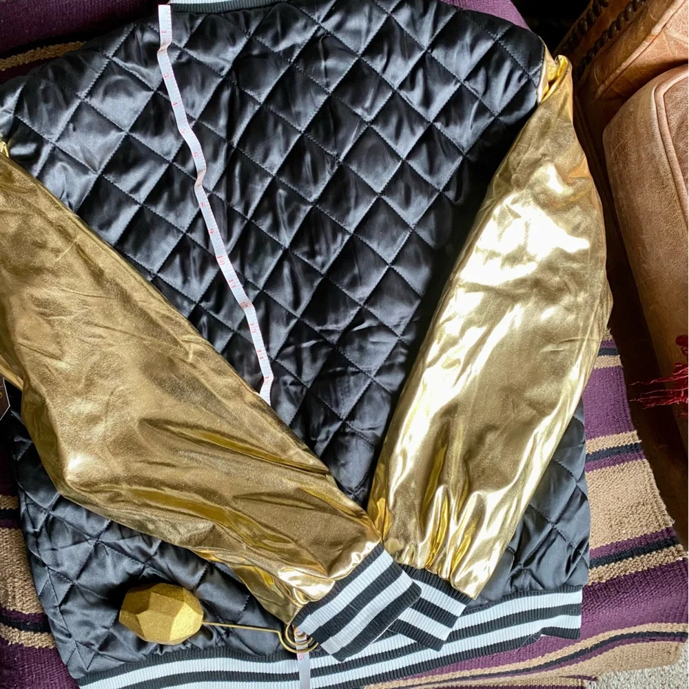 NWT HALLOWEEN & TEAM SPIRIT STATEMENT | Black&Gold Bling Jacket Costume New Yr M - Picture 2 of 8